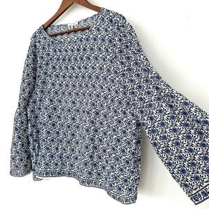 Max Studio top with crew neckline, bell sleeves, loose &  flowy, floral